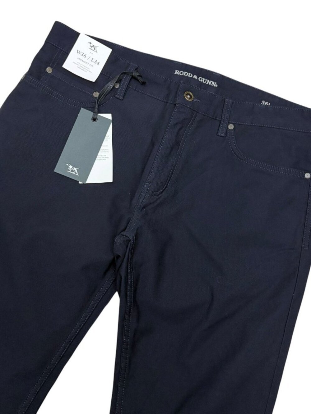 RODD & GUNN Pants NWT Navy Blue Casual Straight MOTION 2 Jeans Mens 36x34